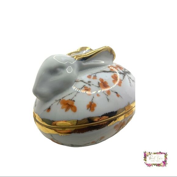 Bunny Rabbit Egg Floral Trinket Box - Picture 2 of 14